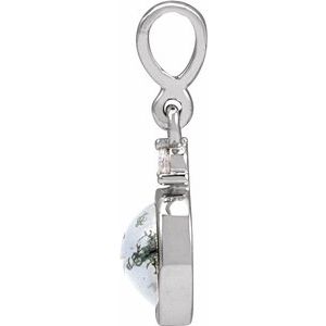 14K White 6 mm Natural Moss Agate & .03 CTW Natural Diamond Pendant Ethereal Legacy Boutiques
