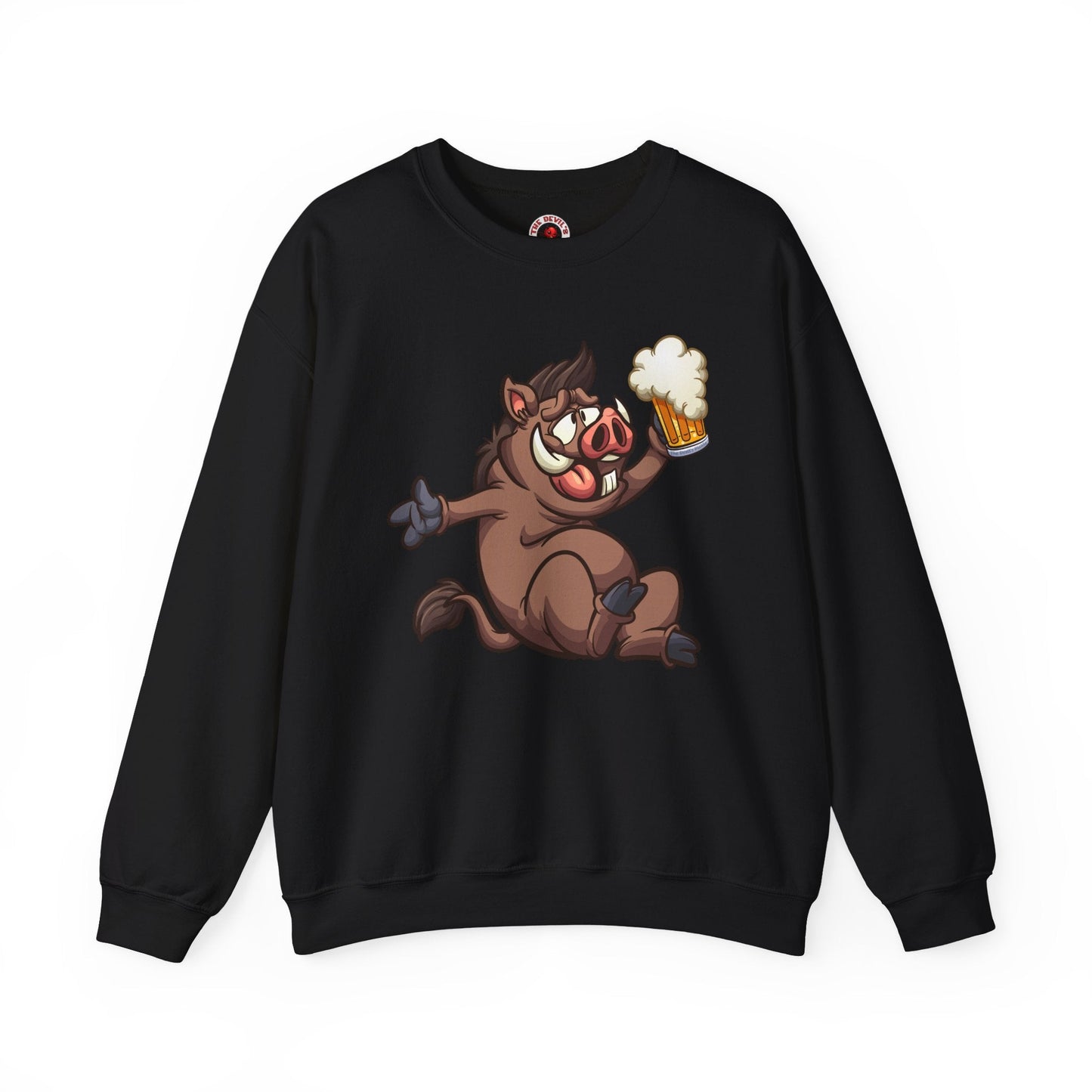 Beer Drinking Boar Crewneck Sweatshirt The Devil's Pickle