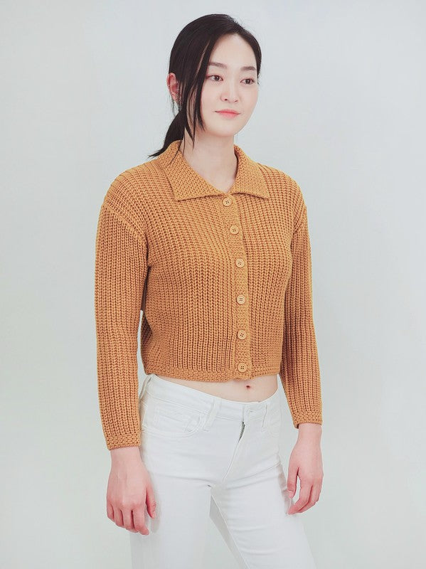 Button Down Vintage Crop Sweater Cardigan w/Collar Shop Style & More | Fresh Looks, Everyday Deals & Free Shipping
