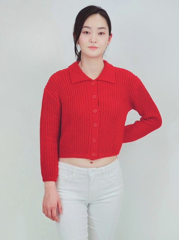Button Down Vintage Crop Sweater Cardigan w/Collar Shop Style & More | Fresh Looks, Everyday Deals & Free Shipping