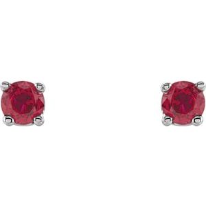 14K White 2.5 mm Natural Ruby Earrings Ethereal Legacy Boutiques