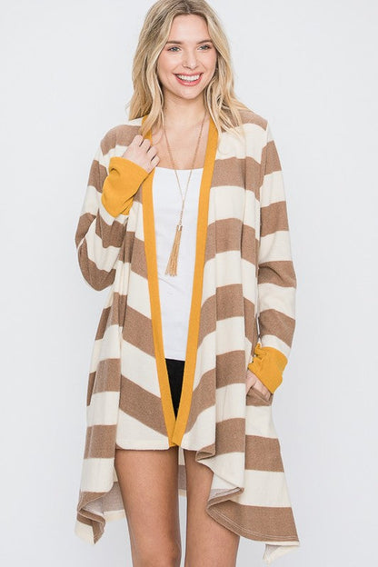 Open Front Striped Draped Cardigan Shop Style & More | Fresh Looks, Everyday Deals & Free Shipping