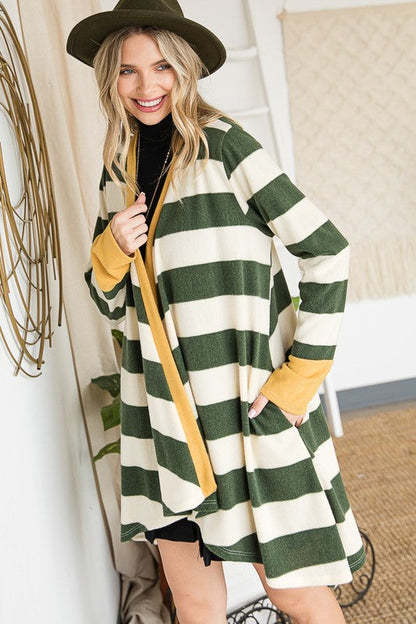 Open Front Striped Draped Cardigan Shop Style & More | Fresh Looks, Everyday Deals & Free Shipping