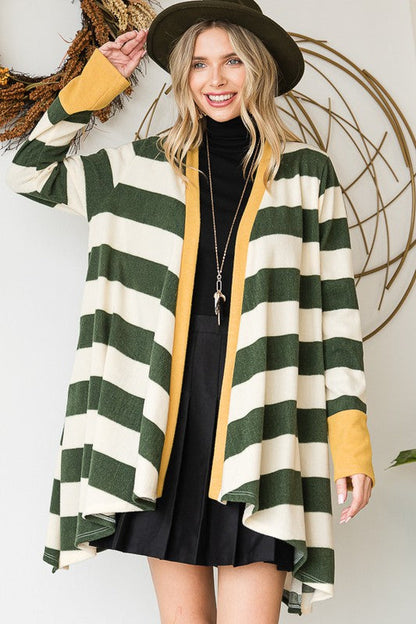 Open Front Striped Draped Cardigan Shop Style & More | Fresh Looks, Everyday Deals & Free Shipping