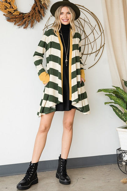Open Front Striped Draped Cardigan Shop Style & More | Fresh Looks, Everyday Deals & Free Shipping