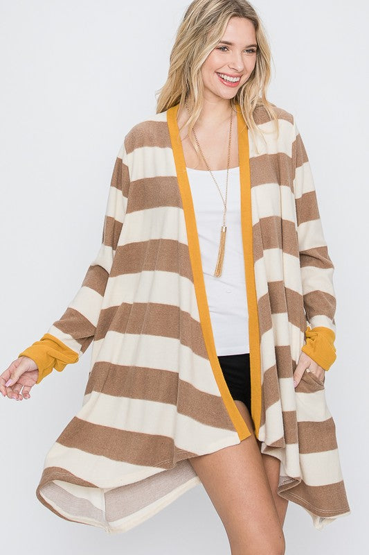 Open Front Striped Draped Cardigan Shop Style & More | Fresh Looks, Everyday Deals & Free Shipping