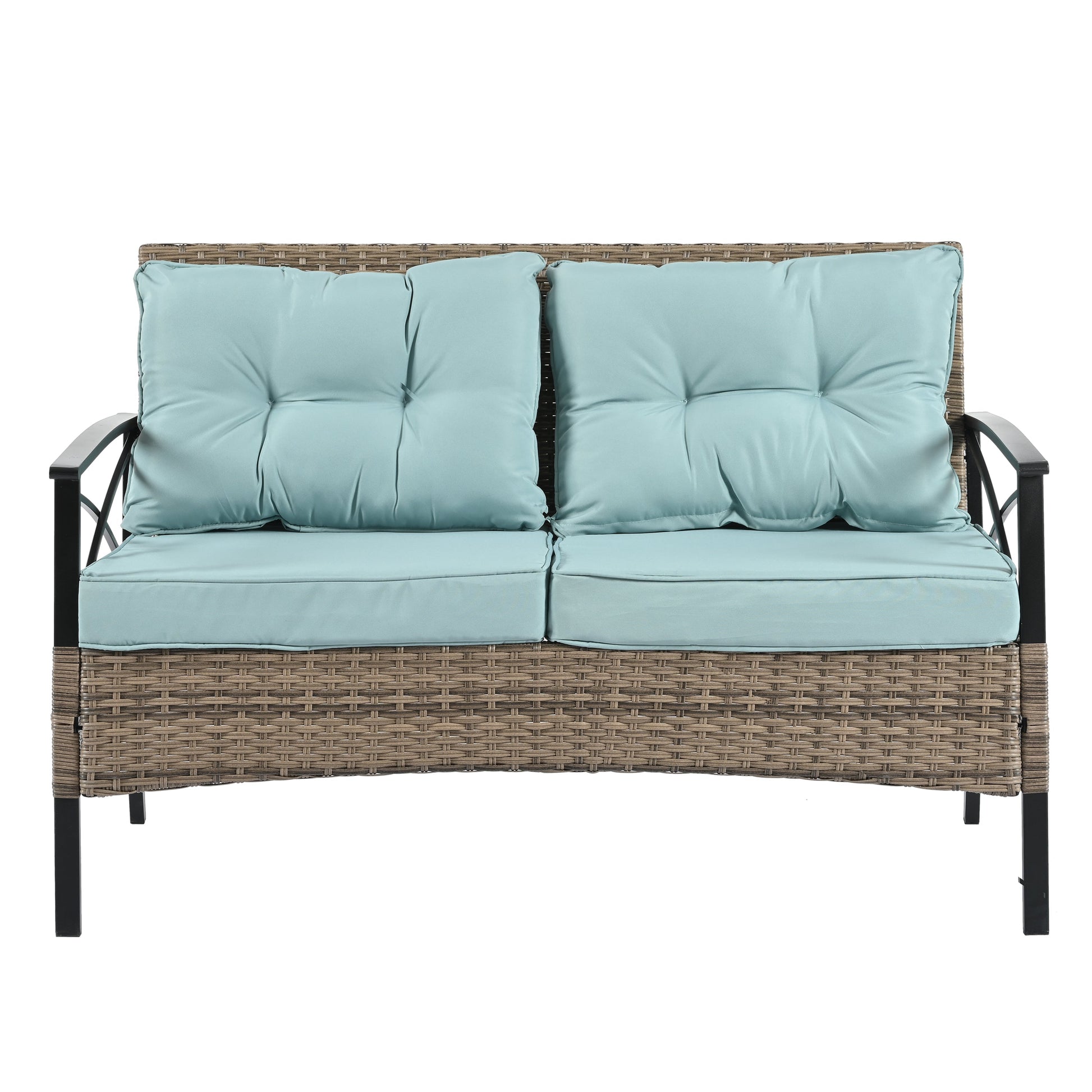 Patio Furniture, Outdoor Furniture, Seasonal PE Wicker Furniture, Four Set Wicker Furniture With Black Metal Table V.I.P Digital Presence