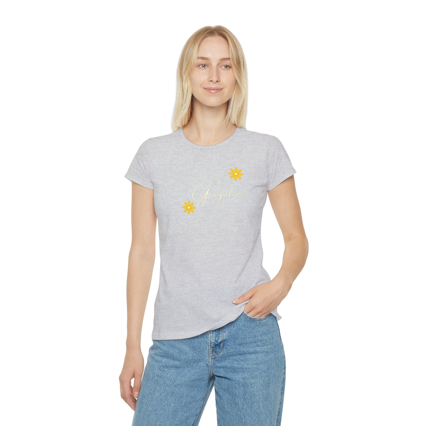 Women's Iconic T-Shirt graysitive with flowers Grayceful LLC