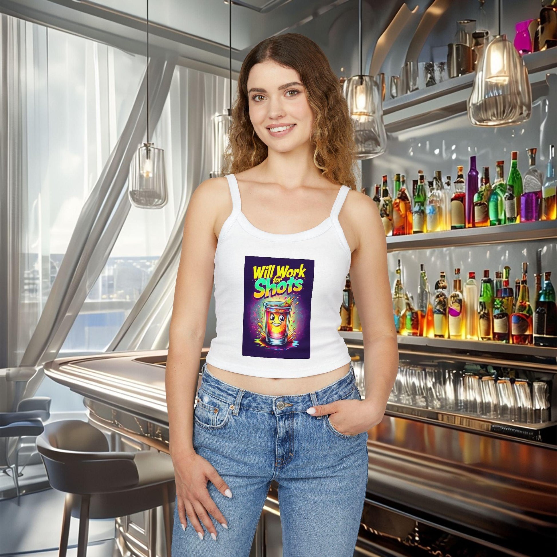 Will Work for Shots Womens Spaghetti Strap Tank Top Country in My Heart