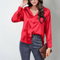Women’s Satin Lapel Button-Down Blouse FitiqueFit