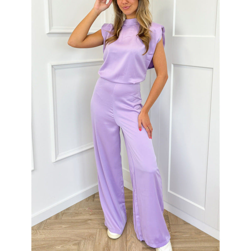 Backless Evening Dress Jumpsuit Solid Color Casual Straight Pants Grayceful LLC