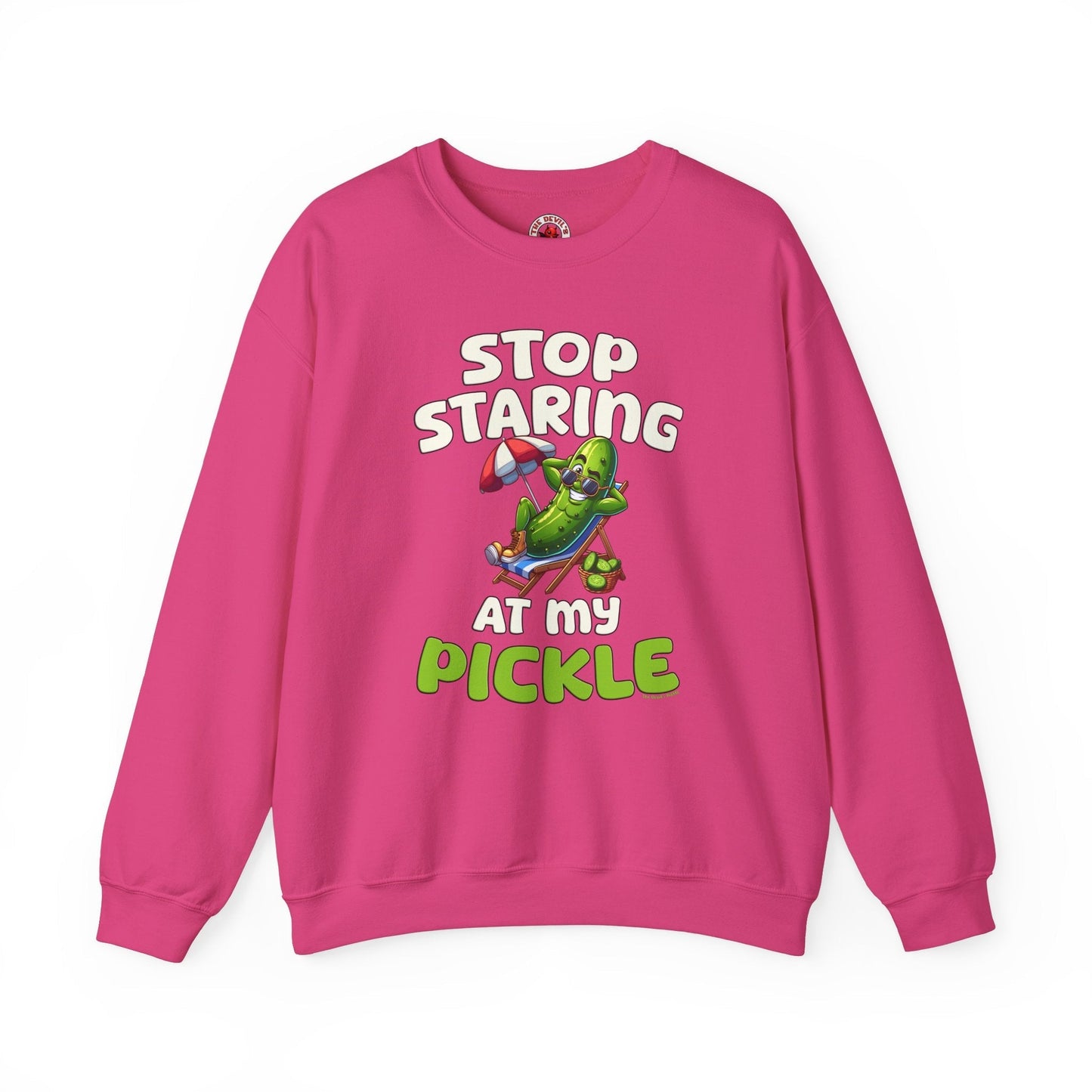 Stop Staring At My Pickle Crewneck Sweatshirt The Devil's Pickle