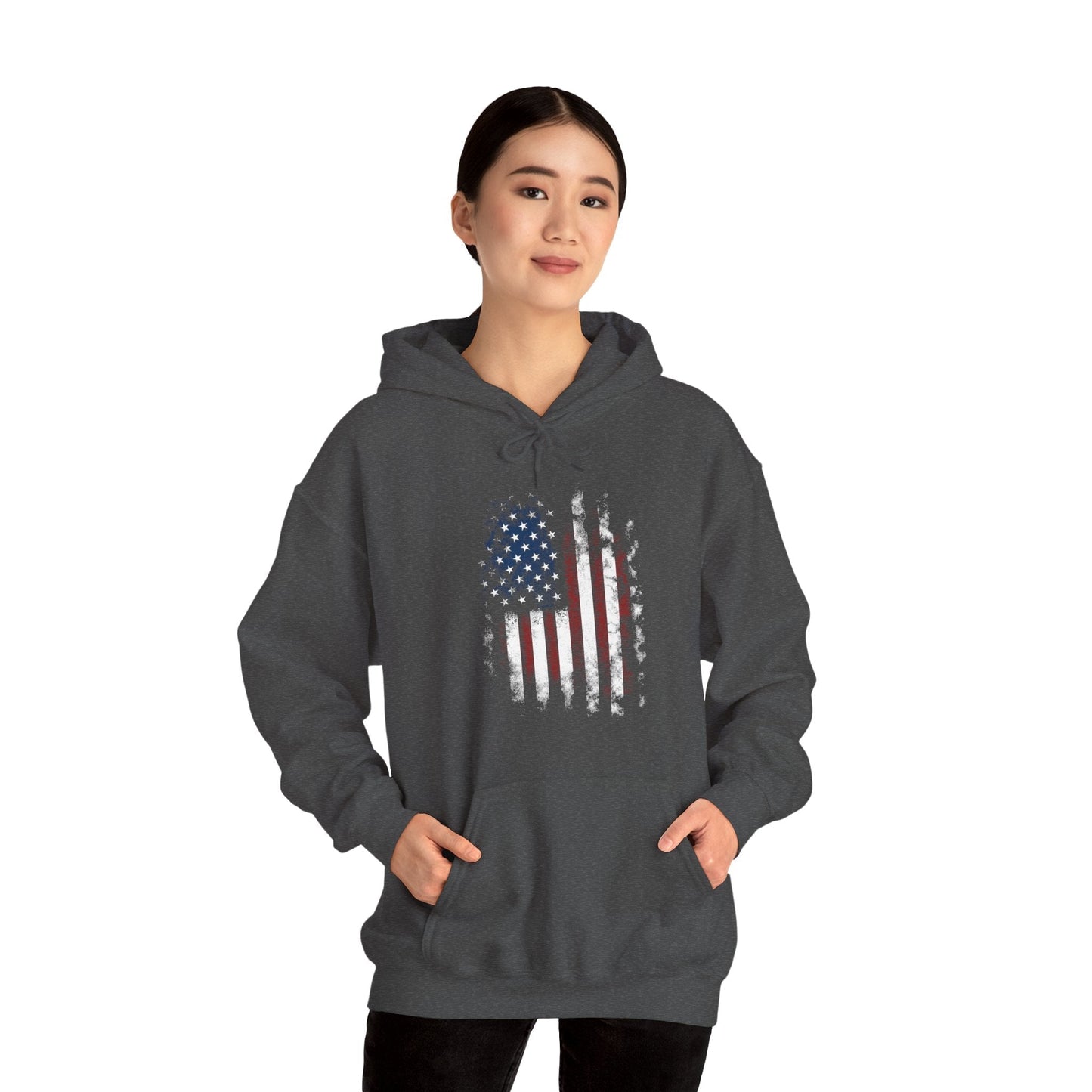 Distressed American Flag Hooded Sweatshirt The Devil's Pickle