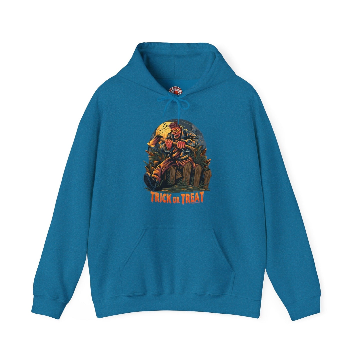 Axe Wielding Zombie Trick or Treat Hooded Sweatshirt The Devil's Pickle