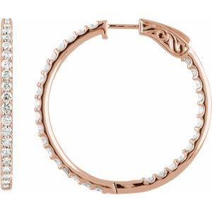 14K Rose 5 CTW Lab-Grown Diamond Inside-Outside 41.5 mm Hinged Hoop Earrings Ethereal Legacy Boutiques
