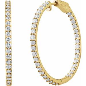 14K Yellow 6 1/2 CTW Lab-Grown Diamond Inside-Outside 51 mm Hinged Hoop Earrings Ethereal Legacy Boutiques