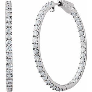 Sterling Silver Imitation White Cubic Zirconia Inside-Outside 41.5 mm Hinged Hoop Earrings Ethereal Legacy Boutiques