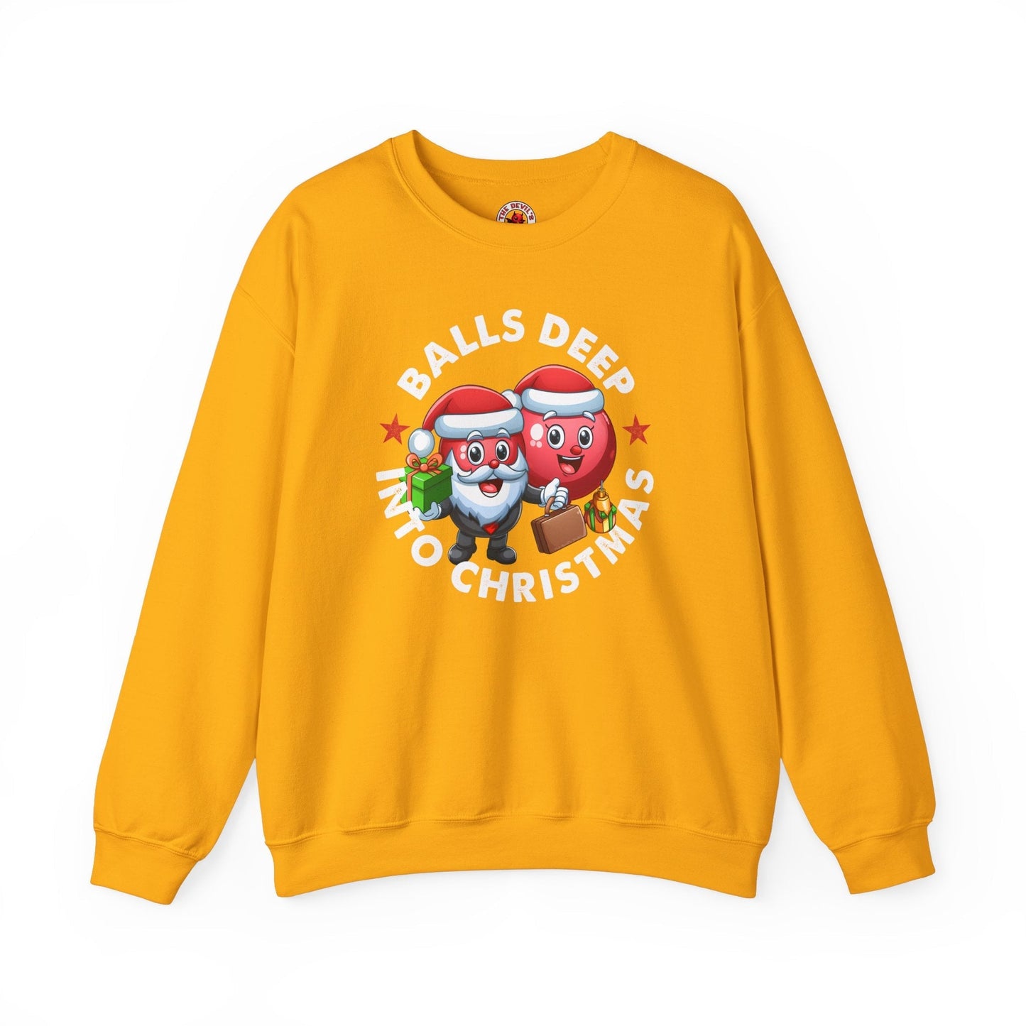 Balls Deep Into Christmas Crewneck Sweatshirt The Devil's Pickle