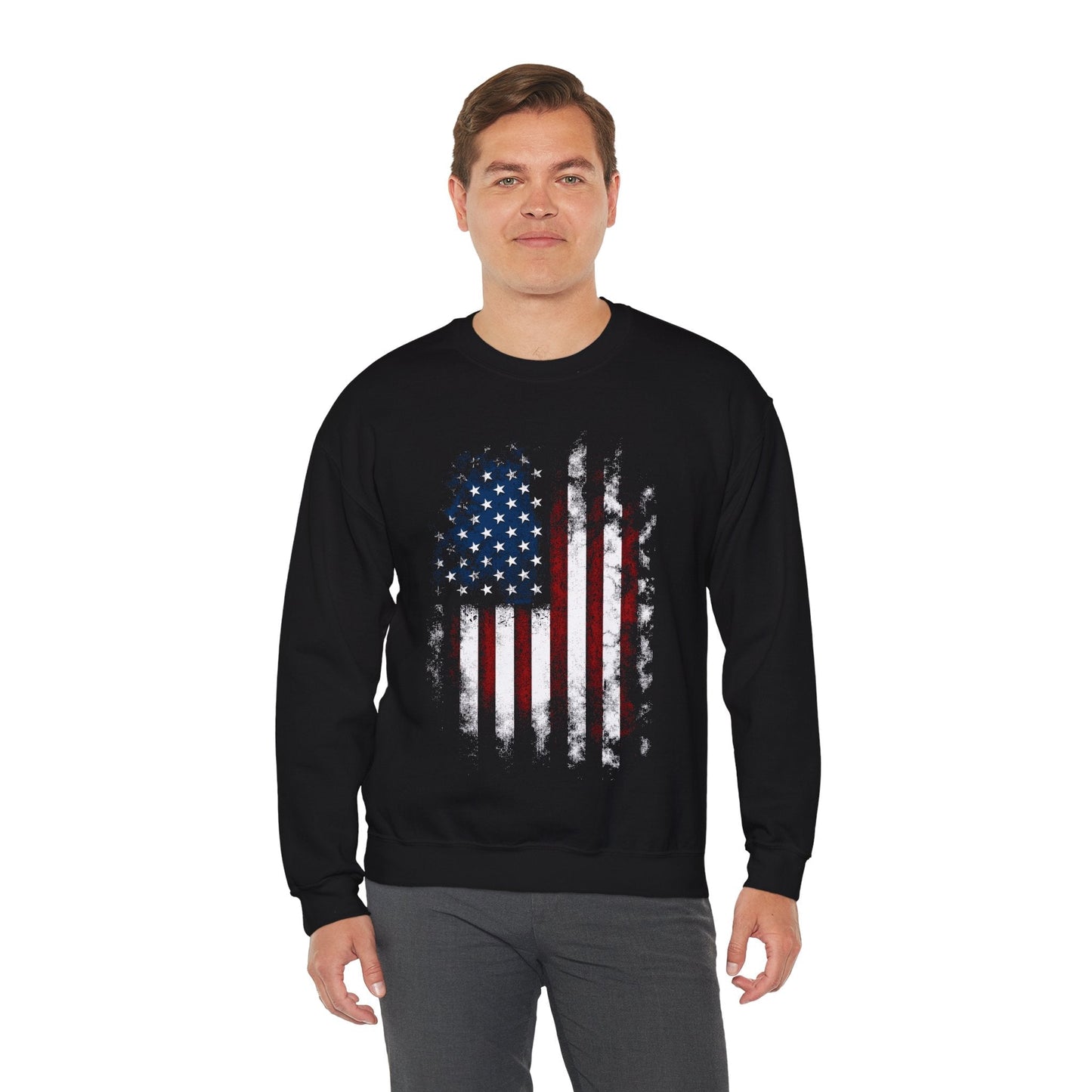 Distressed American Flag Crewneck Sweatshirt The Devil's Pickle