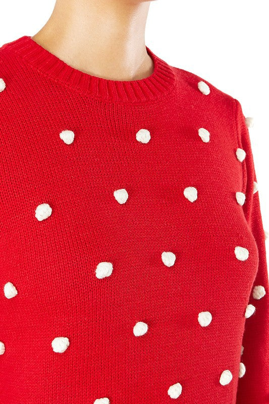 Pom Pom Crochet Polka Dot Round Neck Sweater Top Shop Style & More | Fresh Looks, Everyday Deals & Free Shipping