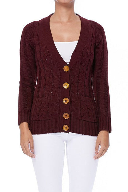Cable Knitted Cardigan Sweater with Pockets Shop Style & More | Fresh Looks, Everyday Deals & Free Shipping