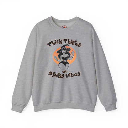 Thick Thighs and Spooky Vibes Crewneck Sweatshirt The Devil's Pickle