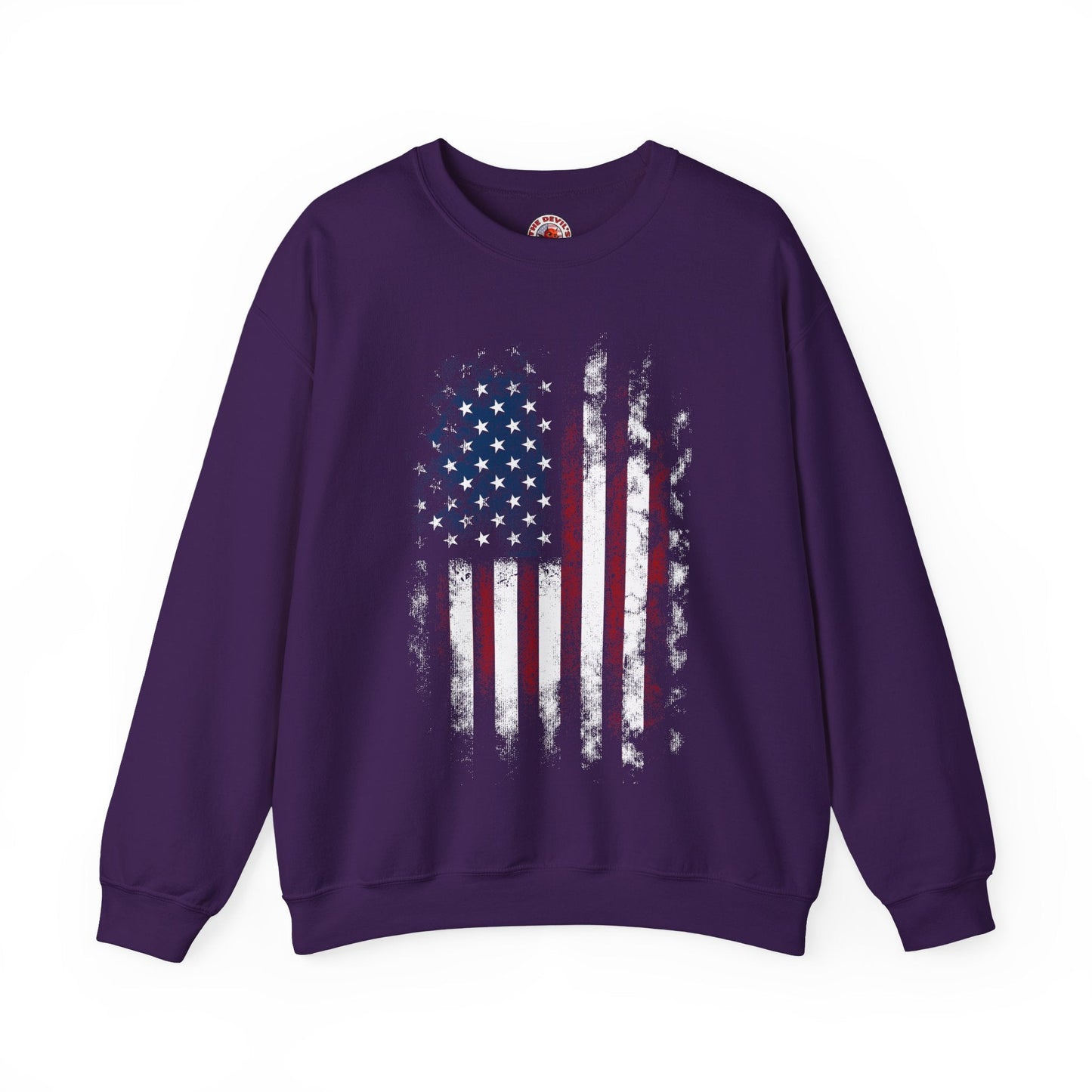 Distressed American Flag Crewneck Sweatshirt The Devil's Pickle