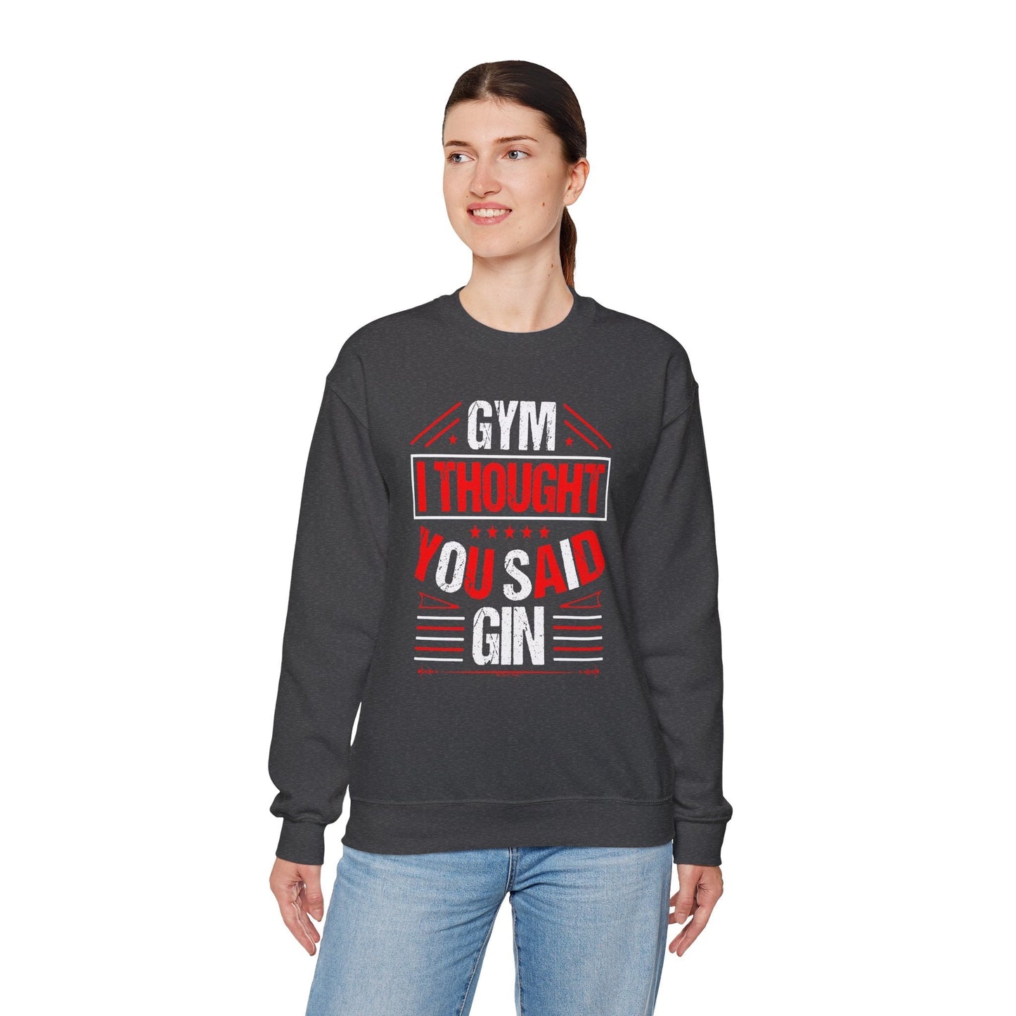 Gym? I thought You Said Gin Crewneck Sweatshirt The Devil's Pickle