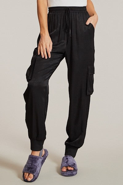Textured satin cargo pants See size chart under “more details” The Fashion Celestial