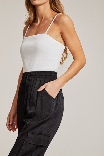 Textured satin cargo pants See size chart under “more details” The Fashion Celestial
