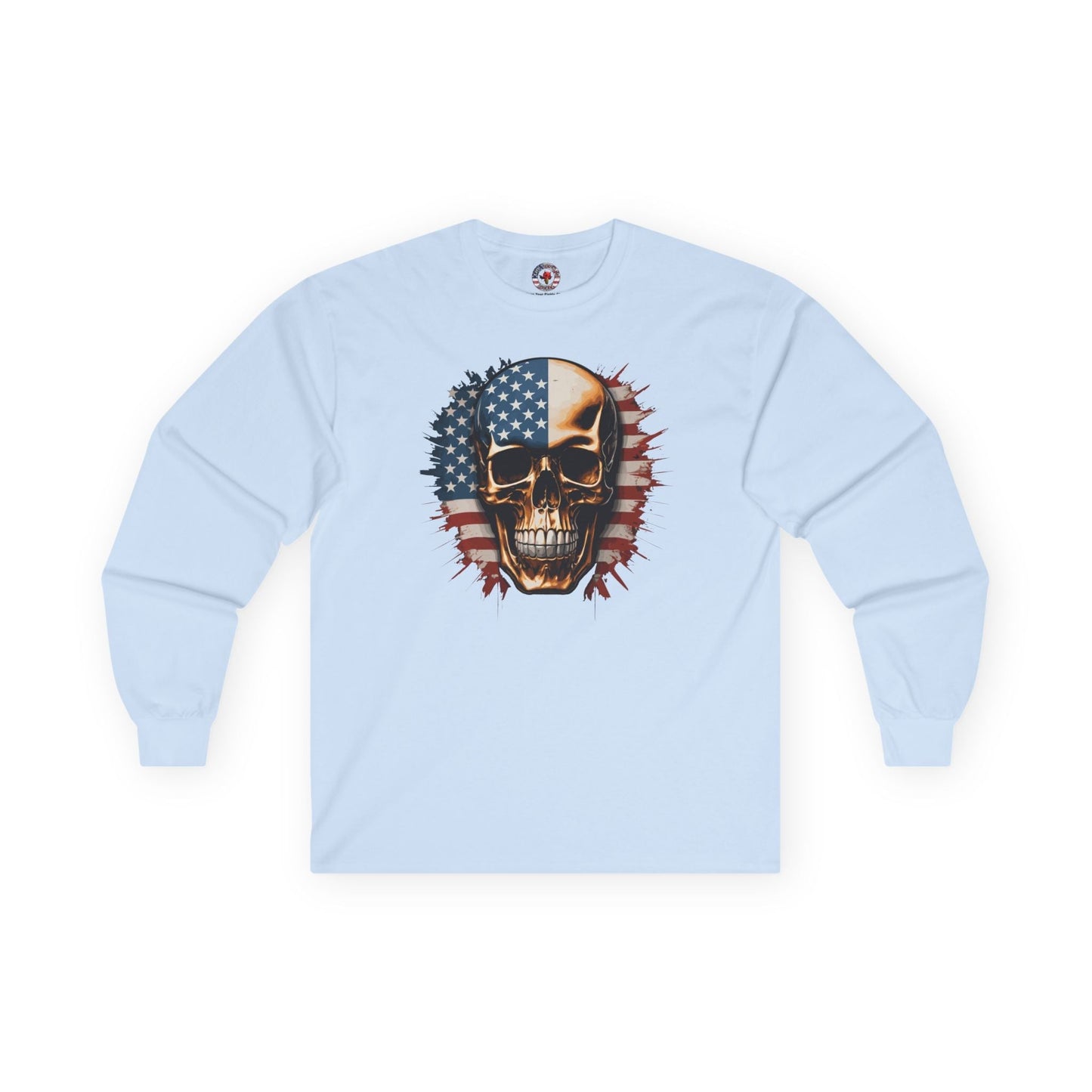 American Flag Skull Long Sleeve Tee The Devil's Pickle