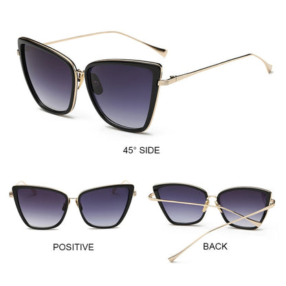 Big Cat Eye Sunglasses Women Black Mirror Sun Glasses FitiqueFit