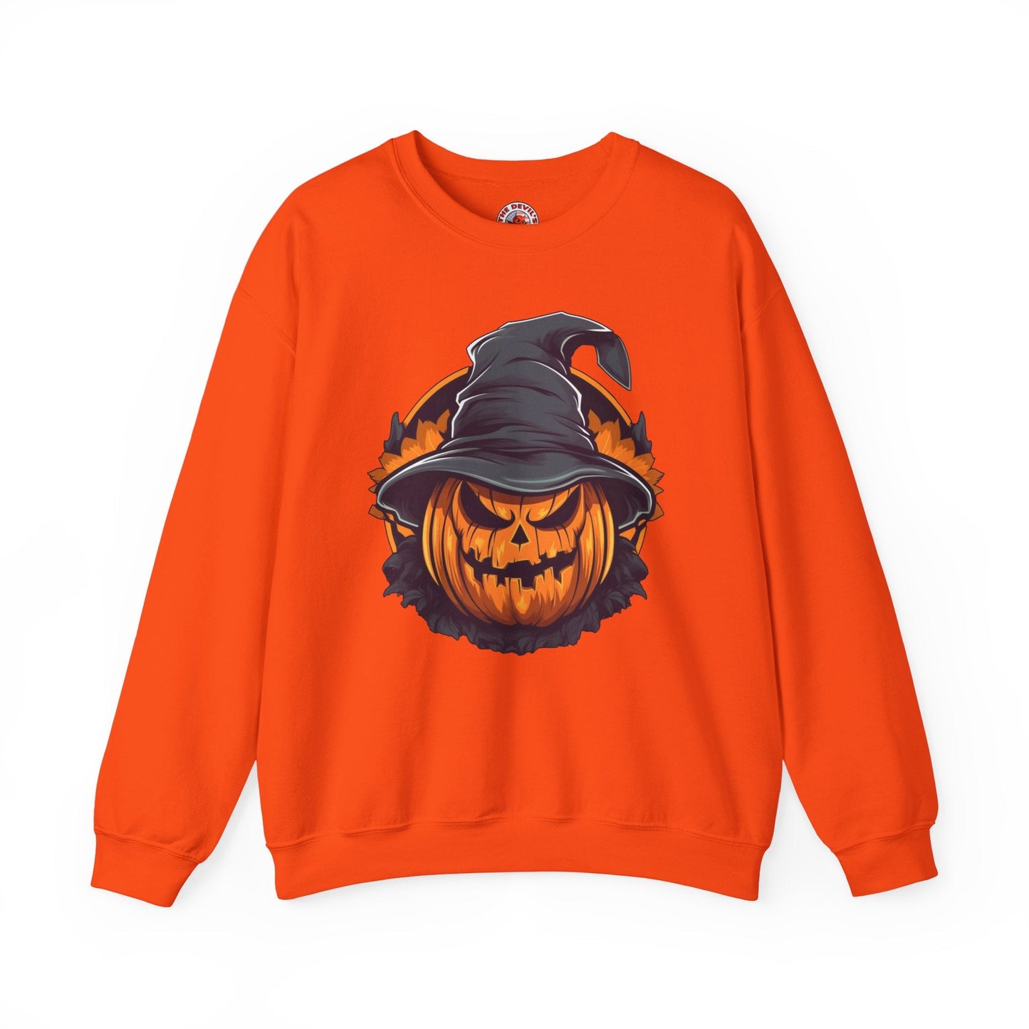 Scary Witch Pumpkin Halloween Crewneck Sweatshirt The Devil's Pickle