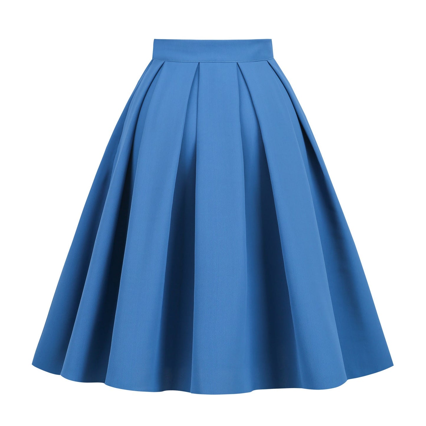 Solid Color A- Line Waist Fitted Umbrella Swing Mid-waist Large Swing All-matching Bubble Skirt Grayceful LLC