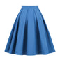 Solid Color A- Line Waist Fitted Umbrella Swing Mid-waist Large Swing All-matching Bubble Skirt Grayceful LLC