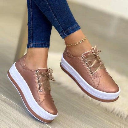 Single Large Size Casual European And American Lace-up Flat Round Toe Platform Women's Shoes See size chart under “more details” The Fashion Celestial