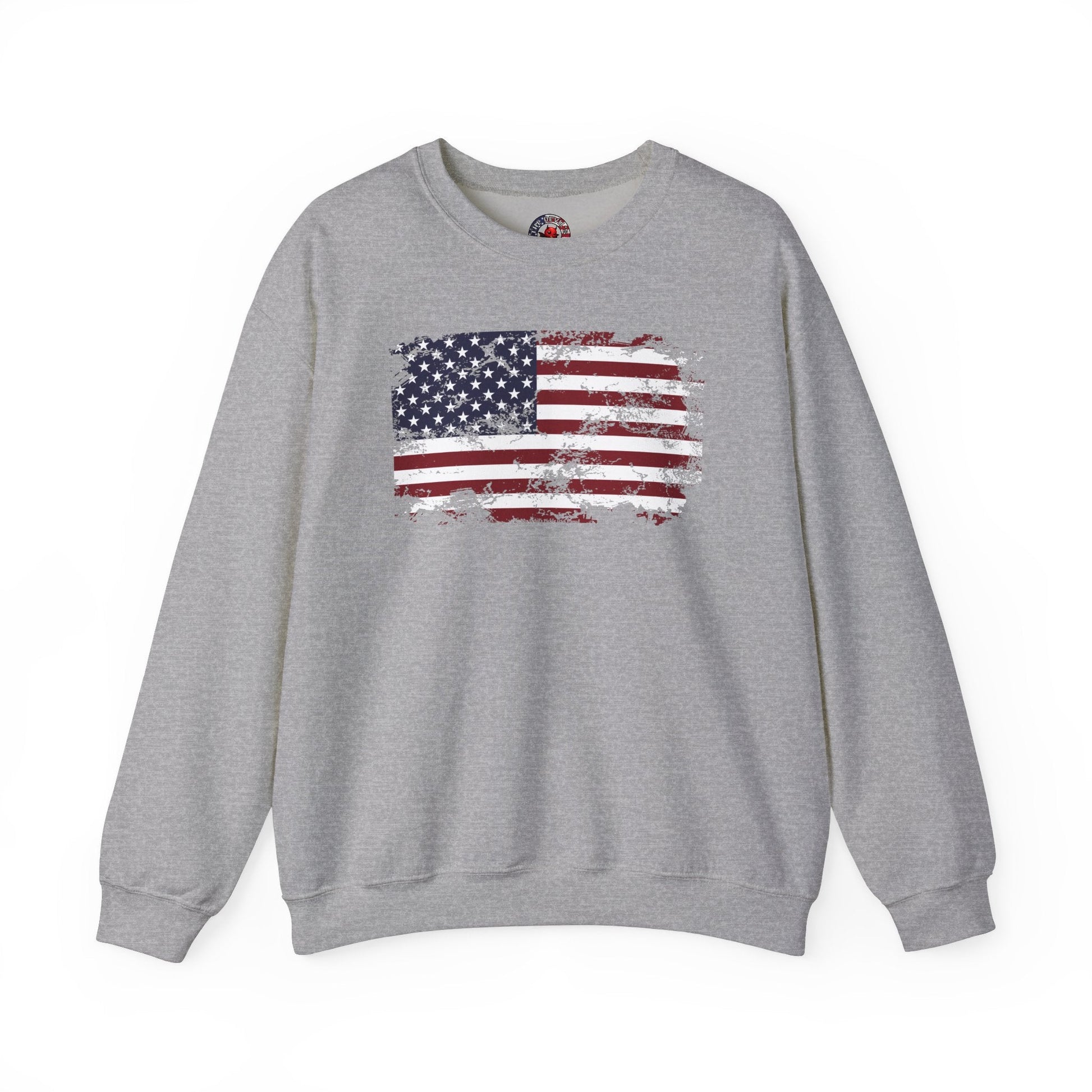 Vintage Style American Flag Crewneck Sweatshirt The Devil's Pickle