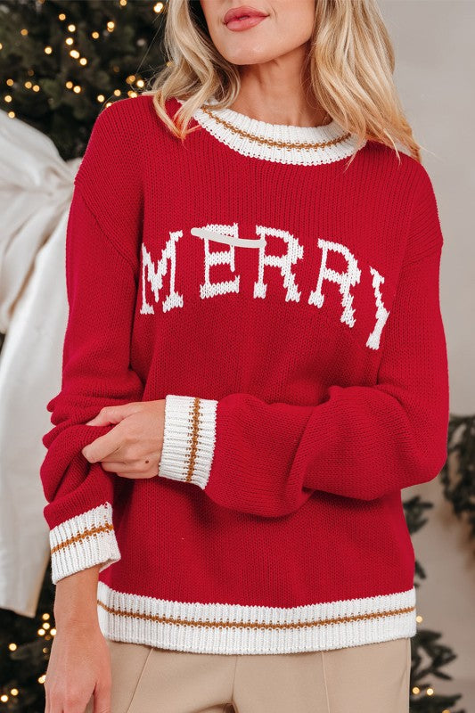 MERRY Colorblock Trim Drop Shoulder Sweater Shop Style & More | Fresh Looks, Everyday Deals & Free Shipping