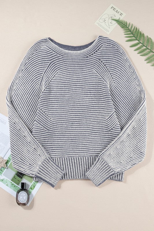 Stripe Ribbed Knit Boat Neck Sweater Shop Style & More | Fresh Looks, Everyday Deals & Free Shipping