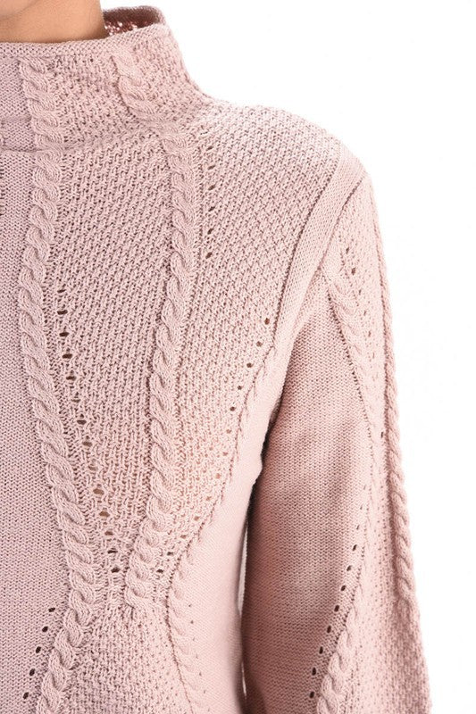 Mock Neck Cable Knitted Tunic Pullover Sweater Shop Style & More | Fresh Looks, Everyday Deals & Free Shipping