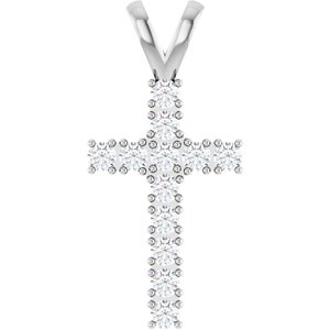 Sterling Silver 1/2 CTW Natural Diamond Cross Pendant