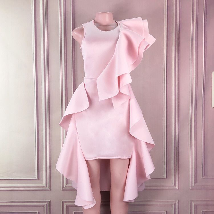 Ruffled Sexy Sleeveless Dress Slim Bag Hip Skirt Banquet Evening Dress See size chart under “more details” The Fashion Celestial
