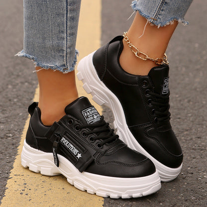Women’s Lace‑Up Side‑Zipper Sports Sneakers FitiqueFit