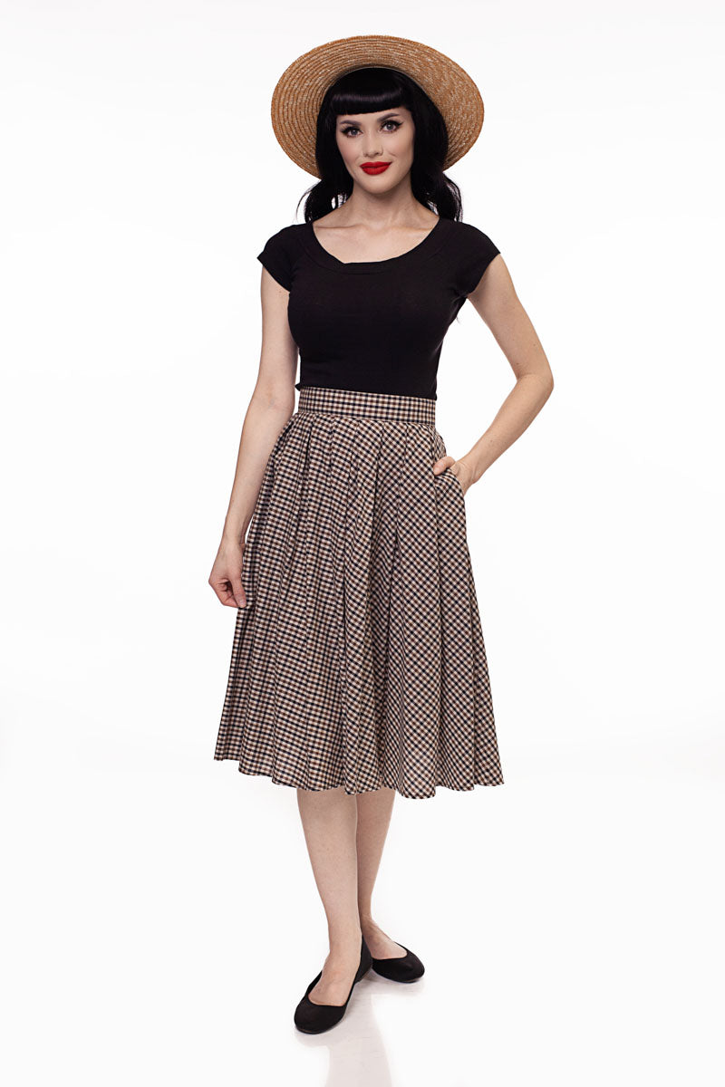 Retro Boat Neck Top in Black Retrolicious