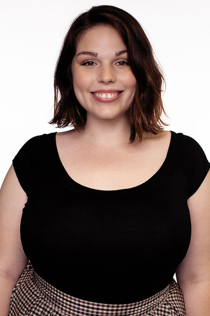 Retro Boat Neck Top in Black Retrolicious