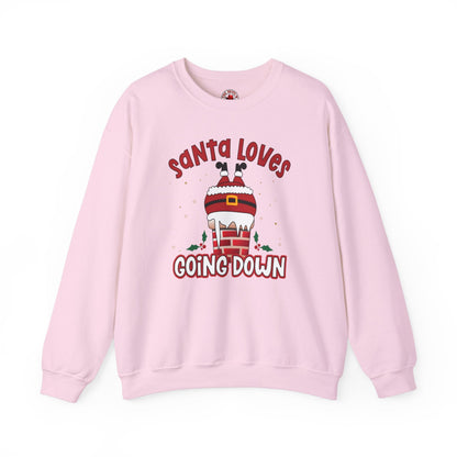 Santa Loves Going Down Crewneck Sweatshirt The Devil's Pickle