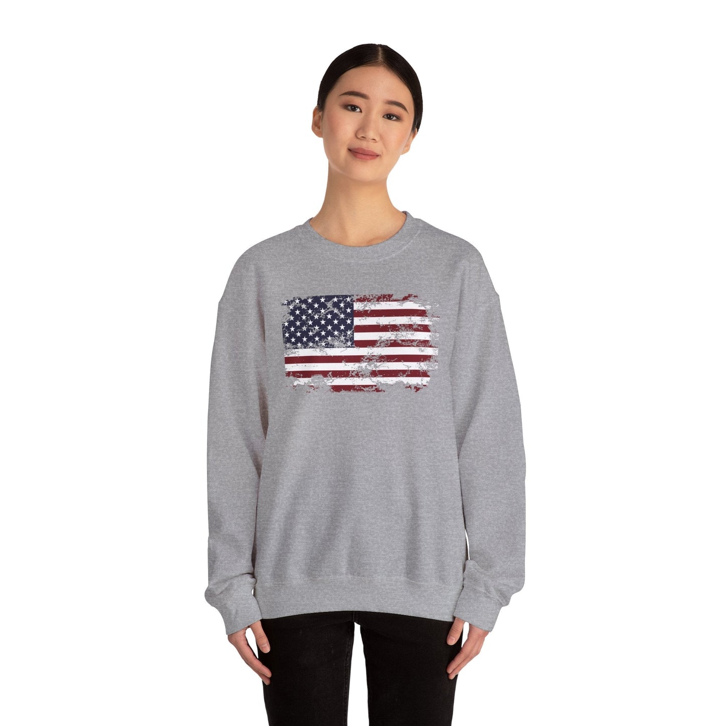 Vintage Style American Flag Crewneck Sweatshirt The Devil's Pickle