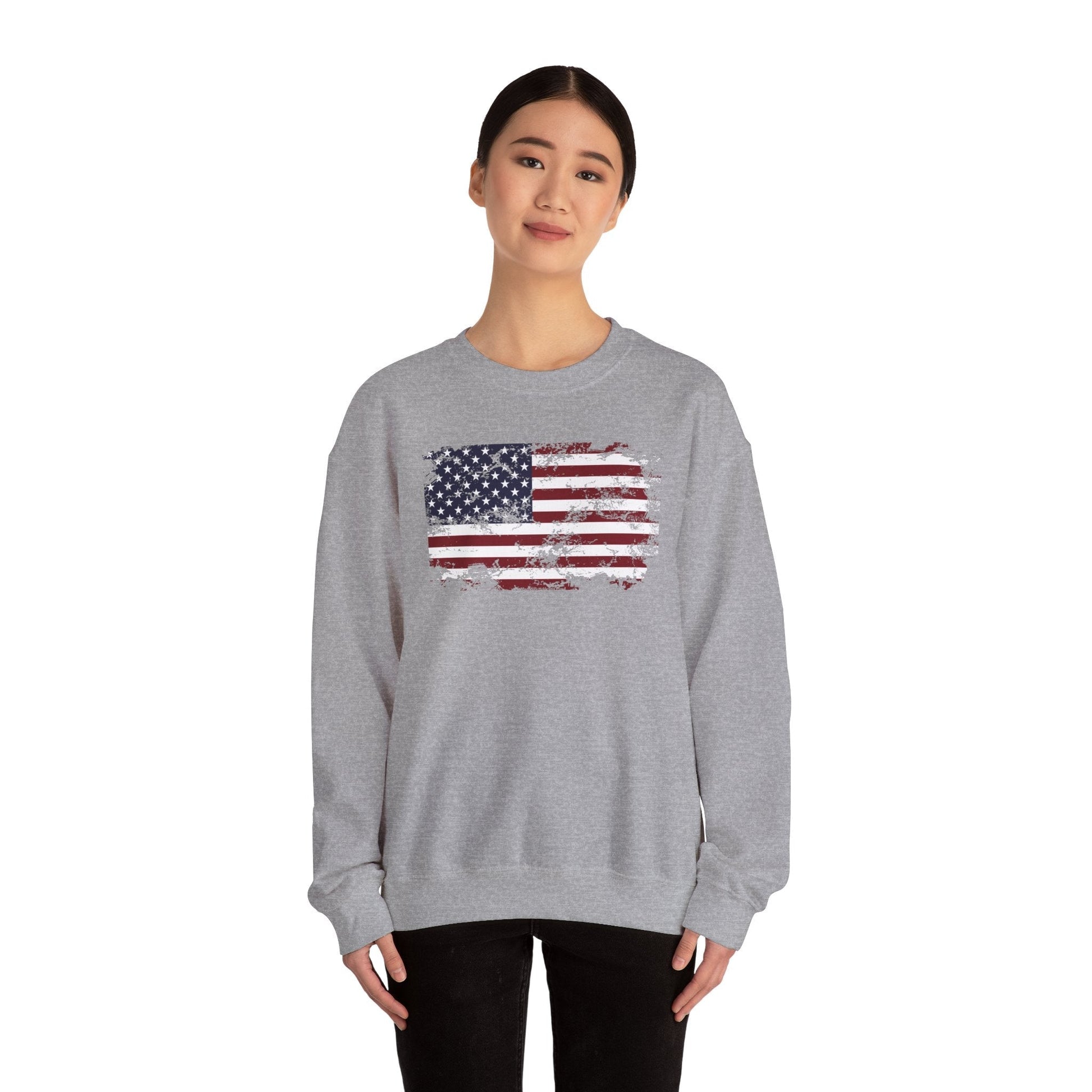 Vintage Style American Flag Crewneck Sweatshirt The Devil's Pickle