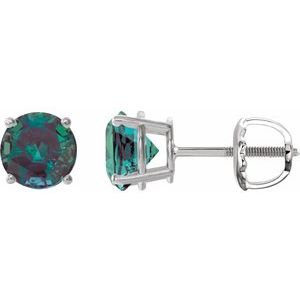 14K White 8 mm Lab-Grown Alexandrite Earrings Ethereal Legacy Boutiques