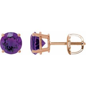 14K Rose 6 mm Natural Amethyst Earrings Ethereal Legacy Boutiques
